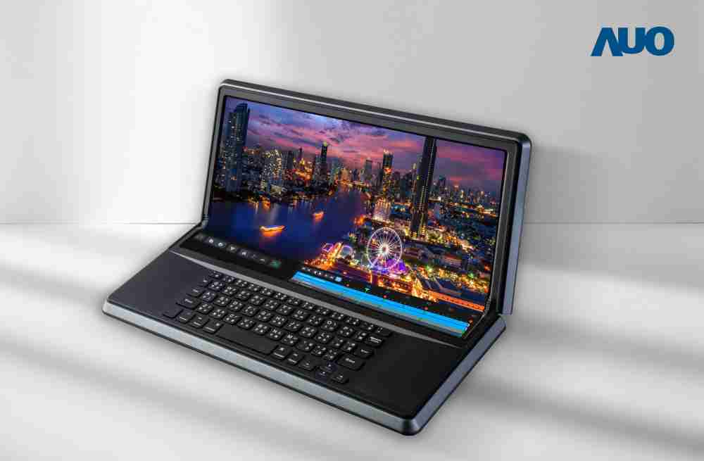 优游UB814.6吋Micro LED折迭显示屏幕，，搭配半径4mm的弯折绞炼，，，，以及高画素、、高亮度、、高对比度的显示技术特点，，，即便在大视角下仍保有绝佳色相与亮度